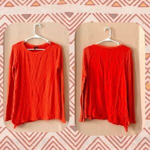 🔥 3/$30 anthropologie red long sleeve knit top longer in back with side slit
